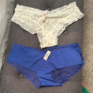 Victoria's Secret Lace Panty Set - Blue and Cream
